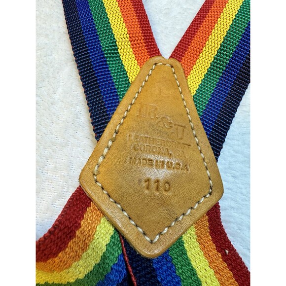 Vintage R & J Rainbow Clip On Suspenders LGBTQI Pride USA - Picture 4 of 6